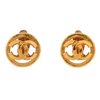 Chanel Vintage CC Round Cutout Clip-On Earrings Metal