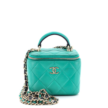 Chanel Classic Top Handle Vanity Case with Chain Quilted Lambskin Mini
