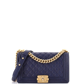 Chanel Boy Flap Bag Quilted Caviar Old Medium