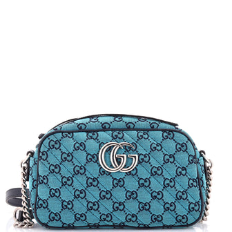 Gucci GG Marmont Shoulder Bag Diagonal Quilted GG Canvas with Leather Small