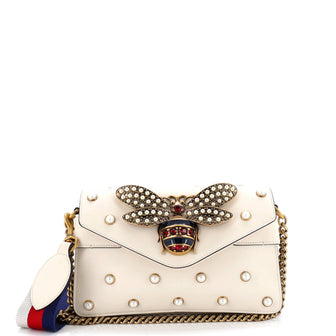 Gucci Broadway Pearly Bee Shoulder Bag Embellished Leather Mini