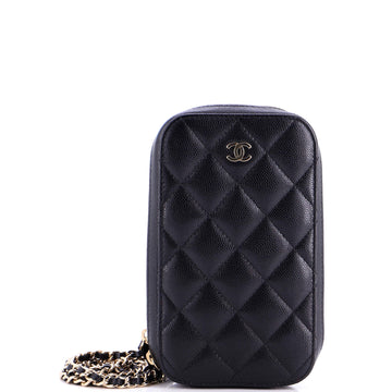 Chanel Zip Around Phone Case with Chain Quilted Caviar