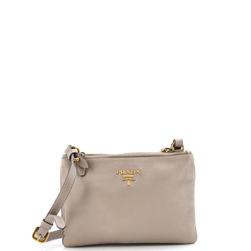 Prada Double Zip Crossbody Bag Vitello Daino Small