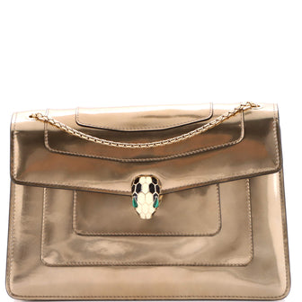 Bvlgari Serpenti Forever Shoulder Bag Metallic Leather Medium