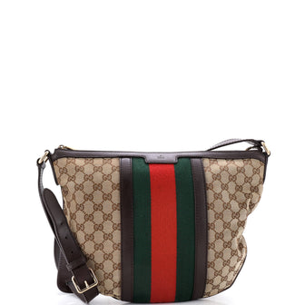 Gucci Vintage Web Saddle Messenger Bag GG Canvas Medium