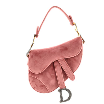 Christian Dior Saddle Handbag Velvet with Crystals Mini
