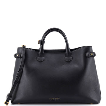Burberry Banner Tote Leather and House Check Canvas Large
