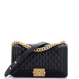 Chanel Boy Flap Bag Quilted Caviar Old Medium