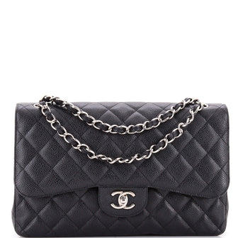 Chanel Classic Double Flap Bag Quilted Caviar Jumbo