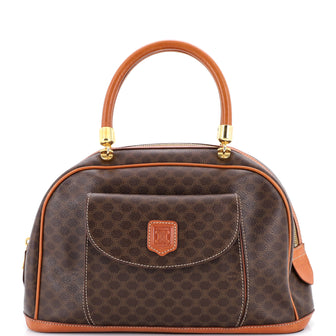 Celine Vintage Front Pocket Top Handle Bag Macadam Coated Canvas