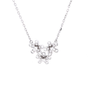 Van Cleef & Arpels Socrate 3 Flower Pendant Necklace 18K White Gold and Diamonds