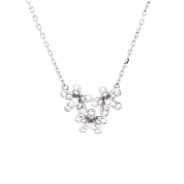 Van Cleef & Arpels Socrate 3 Flower Pendant Necklace 18K White Gold and Diamonds