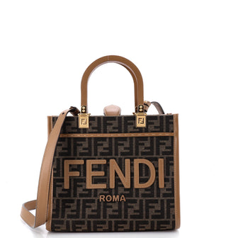 Fendi Sunshine Shopper Tote Zucca Canvas Small