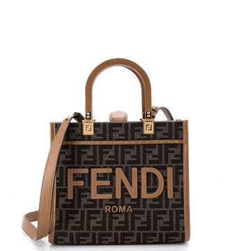 Fendi Sunshine Shopper Tote Zucca Canvas Small
