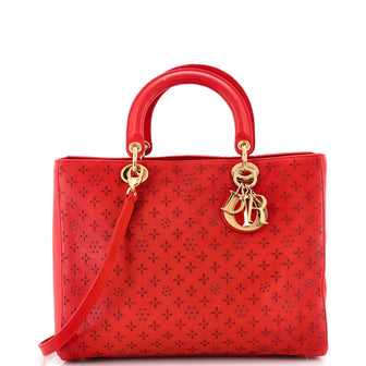 Christian Dior Lady Dior Bag Laser Cut Leather Large