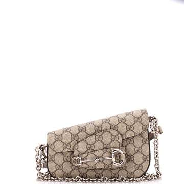 Gucci Horsebit 1955 Asymmetric Shoulder Bag GG Coated Canvas Mini