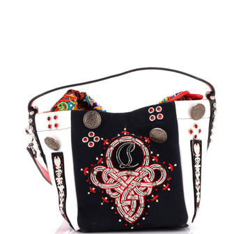 Christian Louboutin Breizcaba Top Handle Bag Embellished Canvas Small