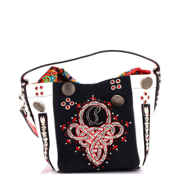 Christian Louboutin Breizcaba Top Handle Bag Embellished Canvas Small
