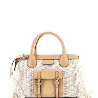 Chloe Edith NM Satchel Knit Cashmere with Leather Medium