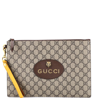 Gucci Neo Vintage Wristlet Pouch GG Coated Canvas