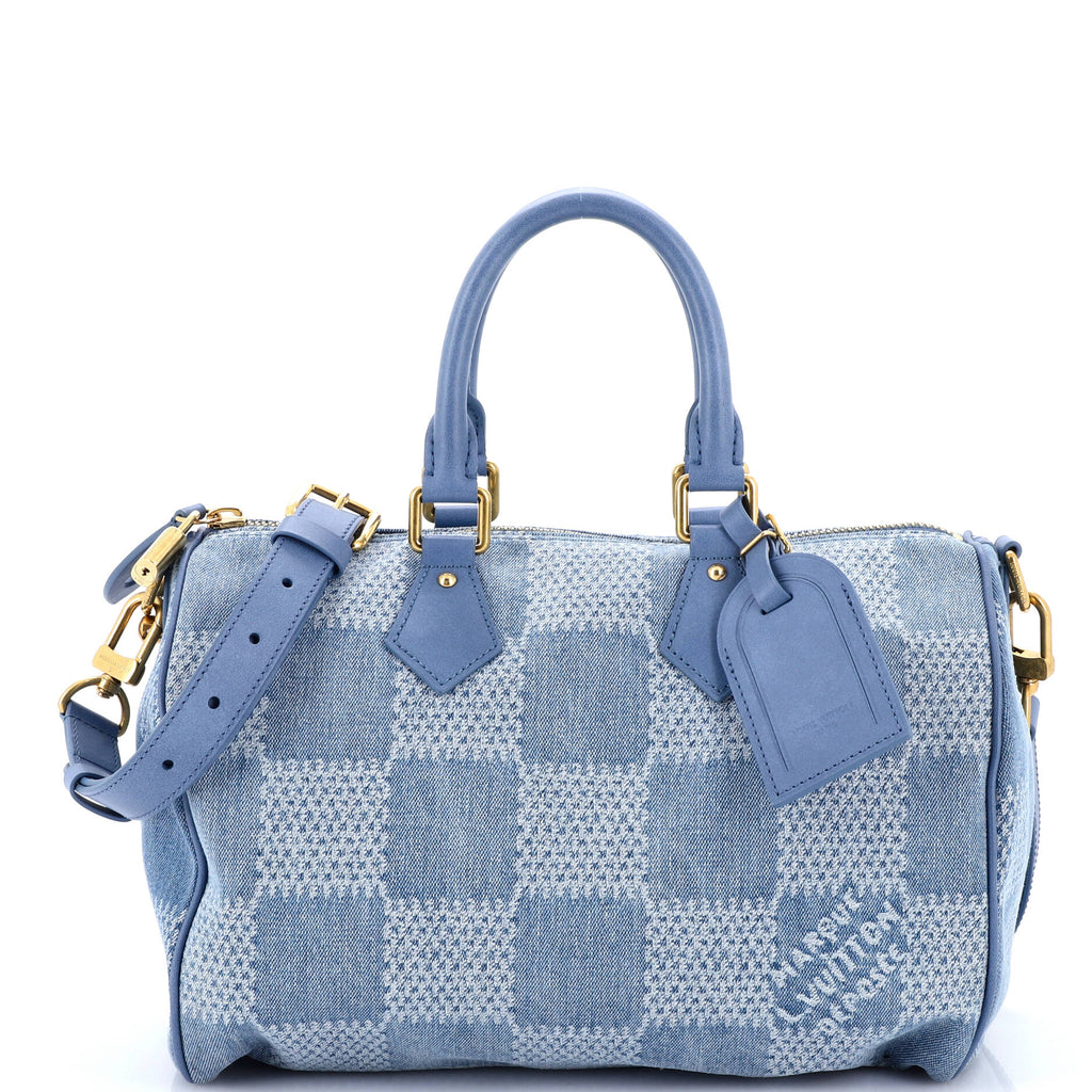 LOUIS VUITTON ダミエ ボディバッグ ブルー Louis Vuitton Speedy Bandouliere Bag 3D Damier Giant Denim 30 Blue
