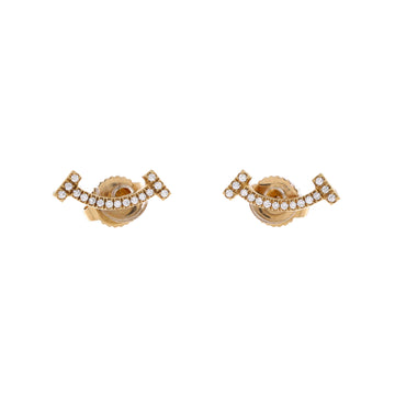 Tiffany & Co. T Smile Stud Earrings 18K Yellow Gold and Diamonds