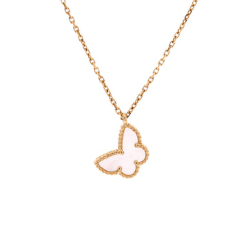 Van Cleef & Arpels Sweet Alhambra Butterfly Pendant Necklace 18K Yellow Gold and Mother of Pearl