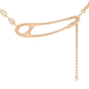 Hermes Chaine d'Ancre Punk Lariat Long Necklace 18K Rose Gold with Diamond Very Large