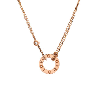Cartier 2 Diamonds Love Pendant Necklace 18K Rose Gold and Diamonds