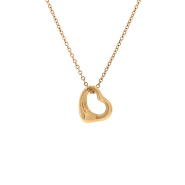 Tiffany & Co. Elsa Peretti Open Heart Pendant Necklace 18K Yellow Gold 11mm