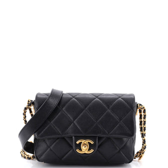 Chanel Twist Your Buttons Flap Bag Quilted Caviar Small