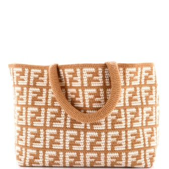 Fendi Shopper Tote Zucca Crochet Cashmere Large
