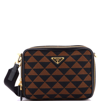Prada Symbole Zip Around Shoulder Bag Jacquard