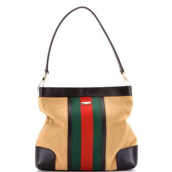 Gucci Vintage Web Shoulder Bag Canvas and Leather