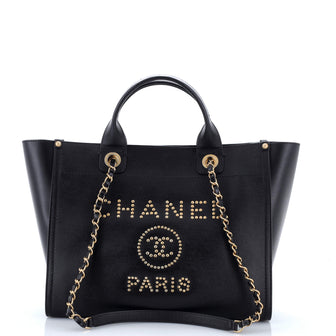 Chanel Deauville Tote Studded Caviar Small
