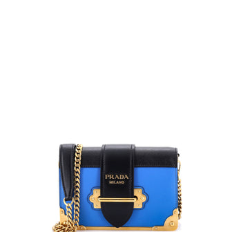 Prada Cahier Chain Crossbody Bag City Calf and Saffiano Small