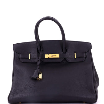 Hermes Birkin Handbag Black Togo with Gold Hardware 35