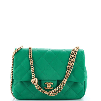 Chanel Sweet Heart Chain Flap Bag Quilted Caviar Medium
