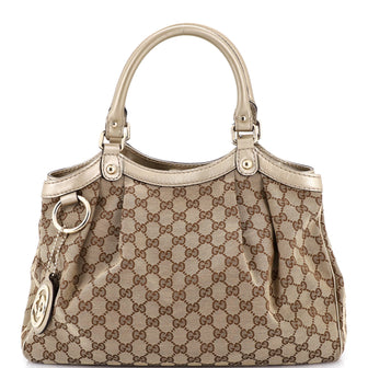 Gucci Sukey Tote GG Canvas with Leather Medium