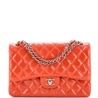Chanel Classic Double Flap Bag Quilted Patent Jumbo