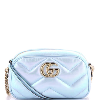 Gucci GG Marmont Shoulder Bag Chevron Iridescent Leather Small