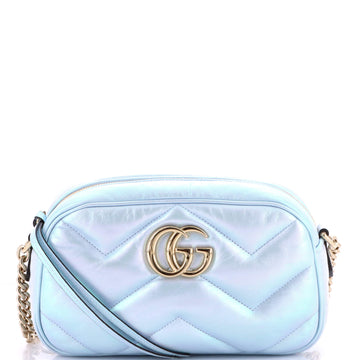 Gucci GG Marmont Shoulder Bag Chevron Iridescent Leather Small