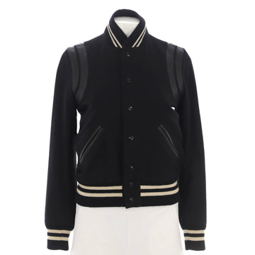 Saint Laurent Women's Classic Teddy Bomber Jacket Wool Blend with Leather