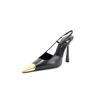 Saint Laurent Women's Jeanne Slingback Pumps Leather with Metal 110