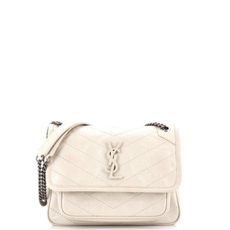 Saint Laurent Niki Chain Flap Bag Matelasse Chevron Leather Baby