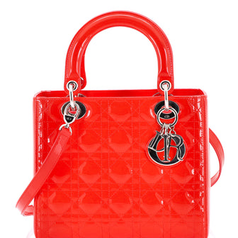 Christian Dior Lady Dior Bag Cannage Quilt Patent Medium