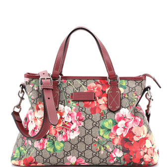 Gucci Convertible Zip Tote Blooms Print GG Coated Canvas Medium