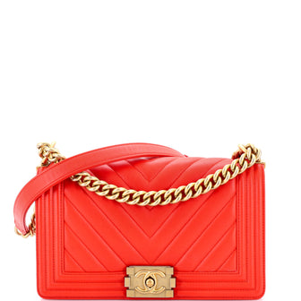 Chanel Boy Flap Bag Chevron Calfskin Old Medium
