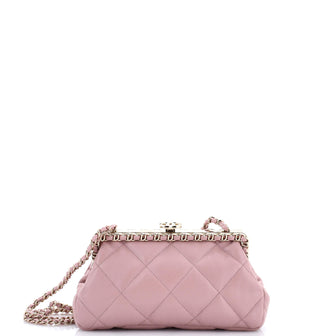 Chanel CC Kiss Lock Chain Around Clutch on Chain Quilted Lambskin