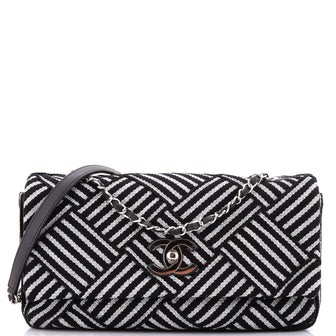 Chanel CC Flap Bag Woven Striped Canvas Medium